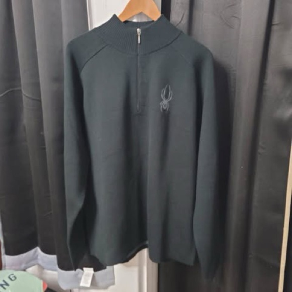 Spyder 1/4 zipper black mock turtleneck sweater sz 2XL